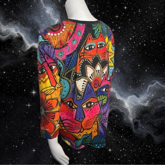 Laurel Burch Laurel's Garden Vibrant Abstract Women's T-Shirt Size XXL - Picture 5 of 11